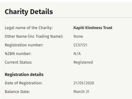 .screen clip showing confirmation of charity status.